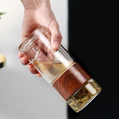 Heat-Resistant Glass Tea Bottle with Built-In Infuser Filter for Loose Leaf Tea