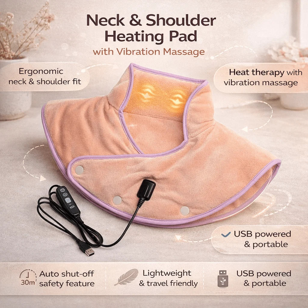 Vibrating Heat Massager Pad for Neck and Shoulder Relief