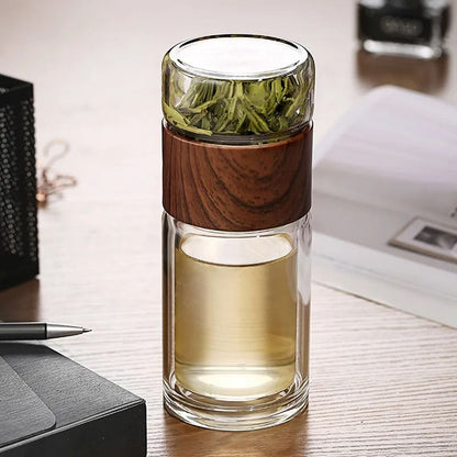 Heat-Resistant Glass Tea Bottle with Built-In Infuser Filter for Loose Leaf Tea
