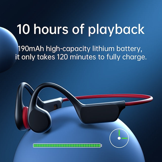 Bone Conduction Bluetooth Earphones with 32GB Memory, IPX8 Waterproof Ear Hook Design and Microphone for Swimming