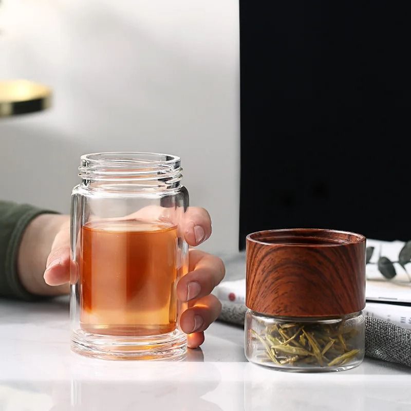 Heat-Resistant Glass Tea Bottle with Built-In Infuser Filter for Loose Leaf Tea