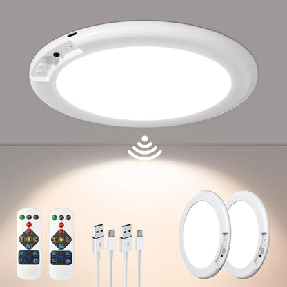 Motion Sensor LED Ceiling Light with Remote Control and Adjustable Brightness, Rechargeable