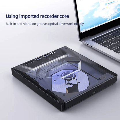 Portable USB CD DVD Burner and Player with SD Card and USB Hub for PC and Mac