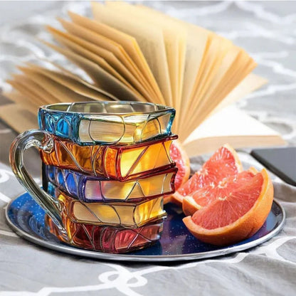 Novelty Reading-Themed Ceramic Cup with Embossed Spine Detail