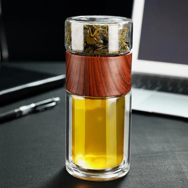 Heat-Resistant Glass Tea Bottle with Built-In Infuser Filter for Loose Leaf Tea