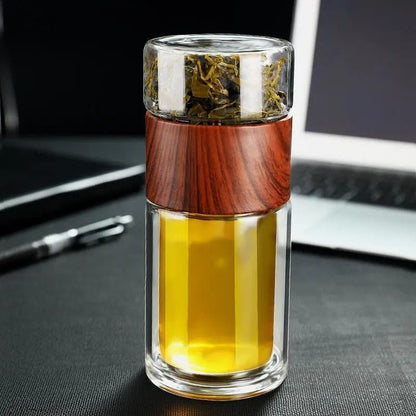 Heat-Resistant Glass Tea Bottle with Built-In Infuser Filter for Loose Leaf Tea
