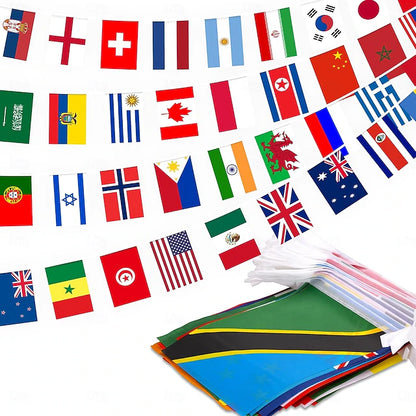 International Flag Bunting Banner with 200 Country Flags, 184 ft String Decoration for Sports Events and Classrooms