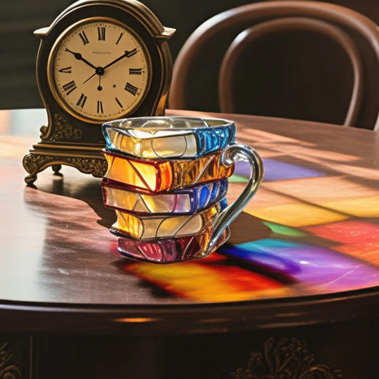 Novelty Reading-Themed Ceramic Cup with Embossed Spine Detail