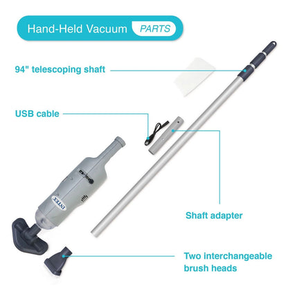 Cordless Handheld Pool Cleaner with Dual Brush Heads for Above Ground Pools