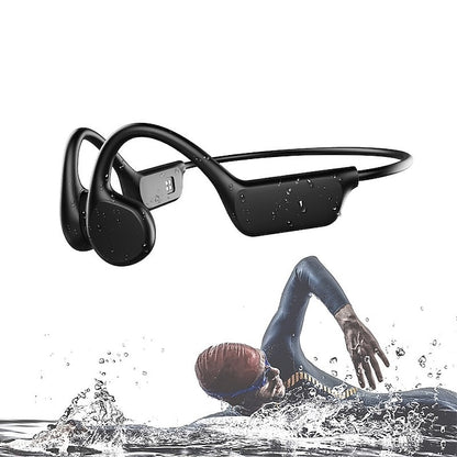 Bone Conduction Bluetooth Earphones with 32GB Memory, IPX8 Waterproof Ear Hook Design and Microphone for Swimming