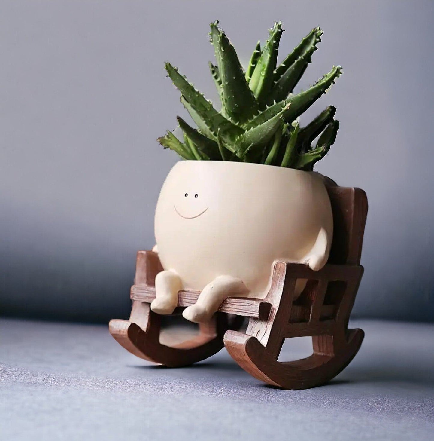 Resin Smiling Face Plant Pot for Small Succulents and Houseplants