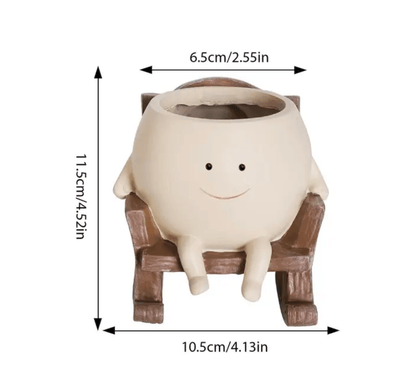Resin Smiling Face Plant Pot for Small Succulents and Houseplants