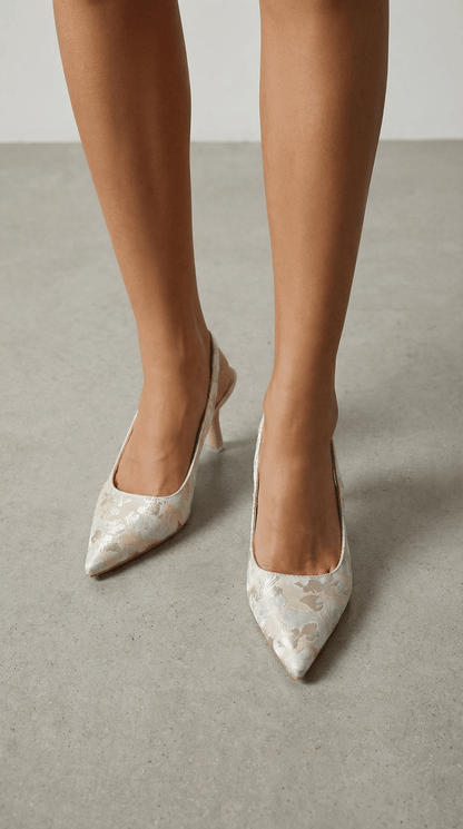 Rachel sandaler med hæl og blonder