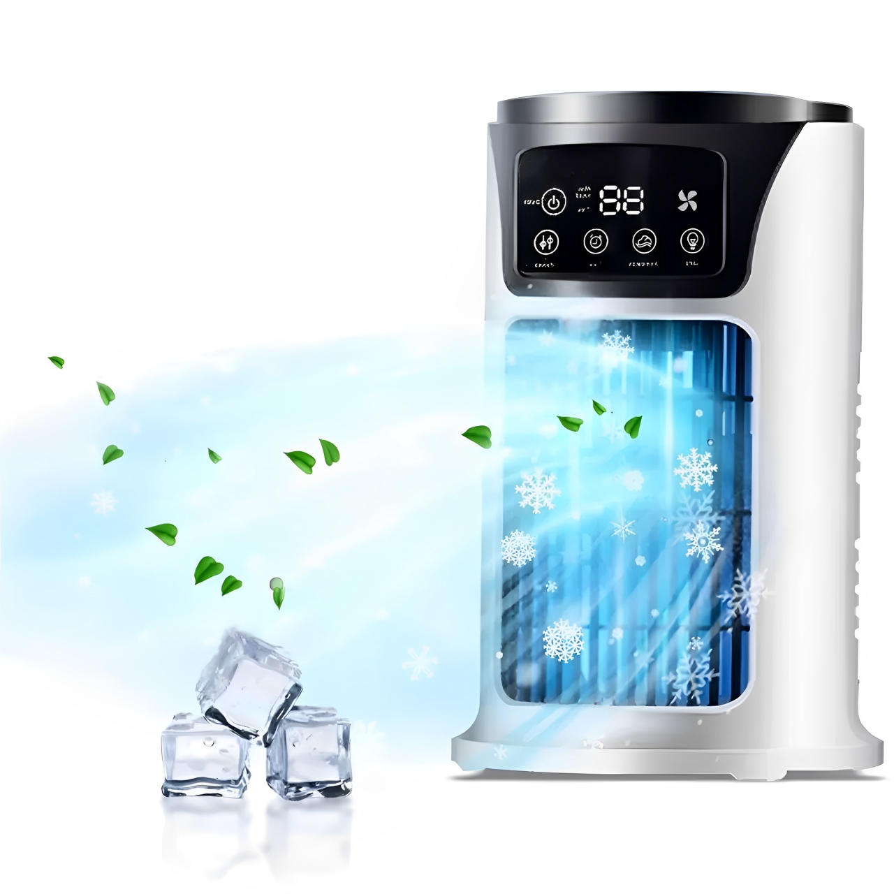 Evaporative Air Cooler with 6-Speed Fan and Automatic Swing, 8-Hour Runtime
