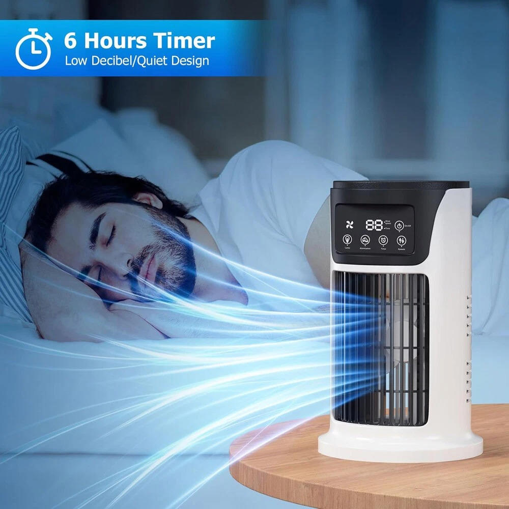 Evaporative Air Cooler with 6-Speed Fan and Automatic Swing, 8-Hour Runtime