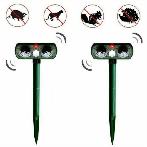 Motion Activated Ultrasonic Animal Repeller with Solar Panel and PIR Sensor, 30ft Coverage