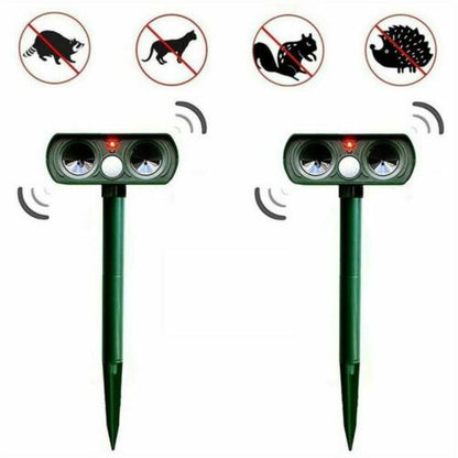 Motion Activated Ultrasonic Animal Repeller with Solar Panel and PIR Sensor, 30ft Coverage