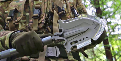 Folding Survival Shovel with 20-in-1 Multi-Tool Functions and Emergency Whistle