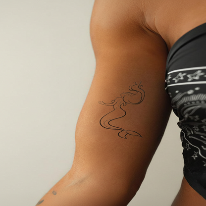 Water Transfer Mermaid Tattoo with 2-Week Wear and Realistic Pigment Design