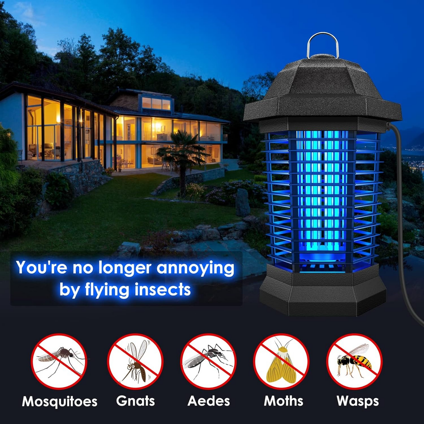 Electric Mosquito Zapper with Light and Removable Collection Tray