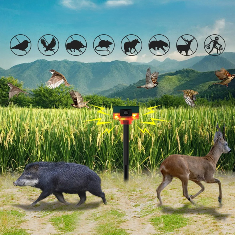 Motion Activated Bird Repeller with Solar Panel and Strobe Light, Remote Control
