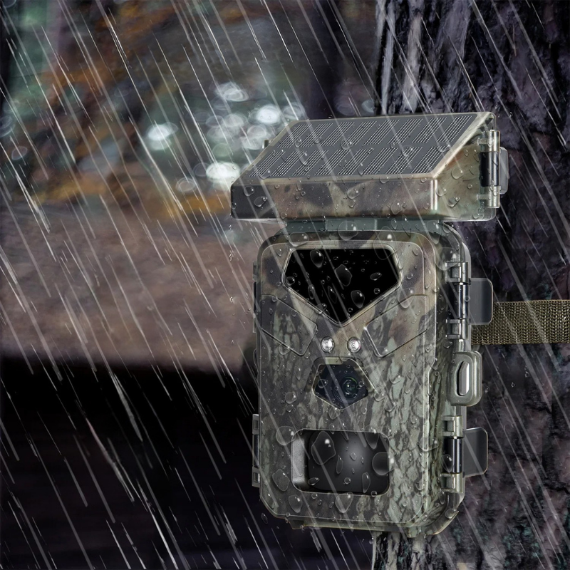 Wildlife Trail Camera with Solar Charging and 1080P Video, 65ft Night Vision