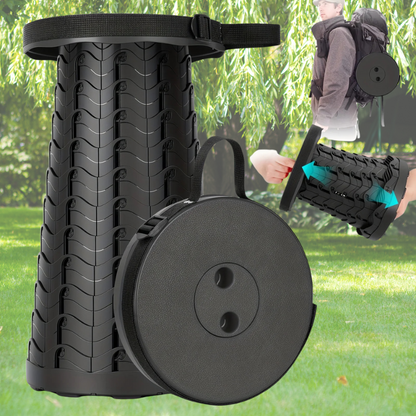 Portable Camping Stool with Adjustable Height and Dual Carry Straps, 330lb Capacity