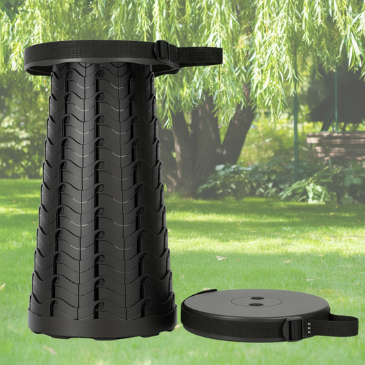 Portable Camping Stool with Adjustable Height and Dual Carry Straps, 330lb Capacity