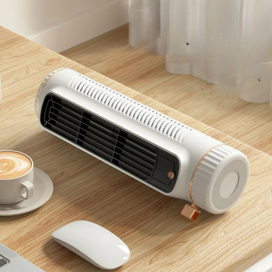 Compact Tower Fan with 60 Degree Swivel and Rechargeable Battery
