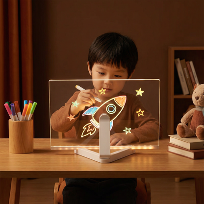 LED Drawing Board with Reusable Surface and USB Power for Kids