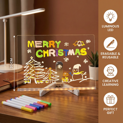 LED Drawing Board with Reusable Surface and USB Power for Kids