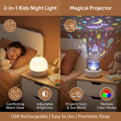 Kids Projector Night Light with Rotating Scenes and Built in Music Player
