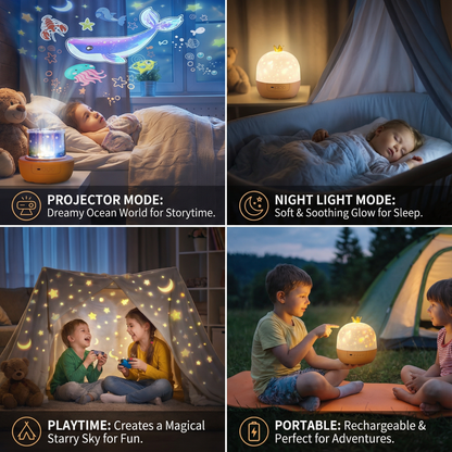 Kids Projector Night Light with Rotating Scenes and Built in Music Player