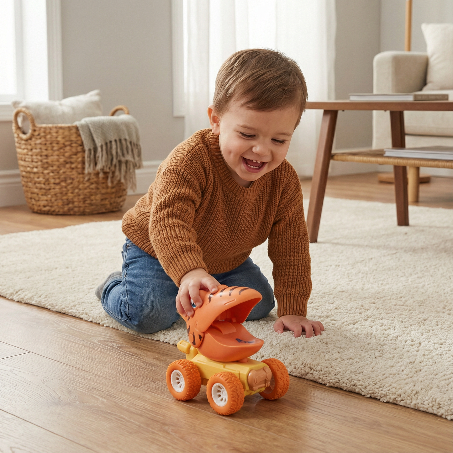 Dinosaur Monster Truck with Push Forward Motion and Sturdy Rolling Wheels