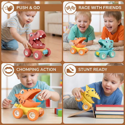 Dinosaur Monster Truck with Push Forward Motion and Sturdy Rolling Wheels