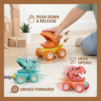 Dinosaur Monster Truck with Push Forward Motion and Sturdy Rolling Wheels