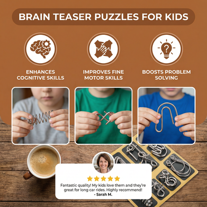 Metal Brain Teaser Puzzle Set with 36 Designs and Varying Difficulty Levels
