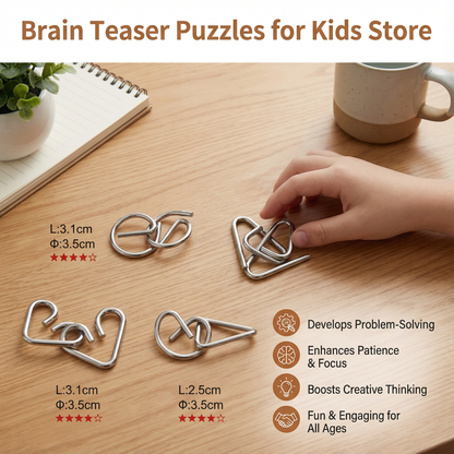 Metal Brain Teaser Puzzle Set with 36 Designs and Varying Difficulty Levels