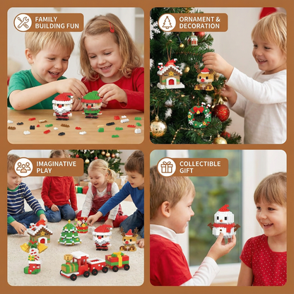 Block Assembly Christmas Figures with Snap Together Pieces and Step Instructions