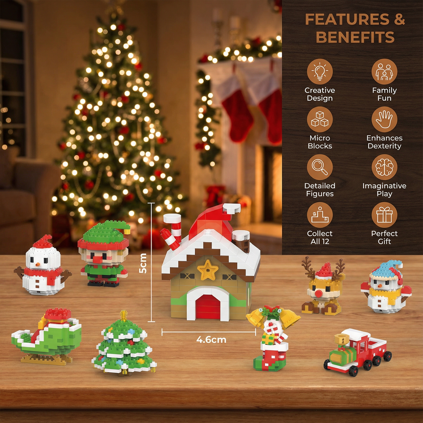 Block Assembly Christmas Figures with Snap Together Pieces and Step Instructions