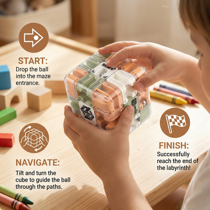 Metal Ball 3D Maze Puzzle with Clear Walls and Multiple Pathways