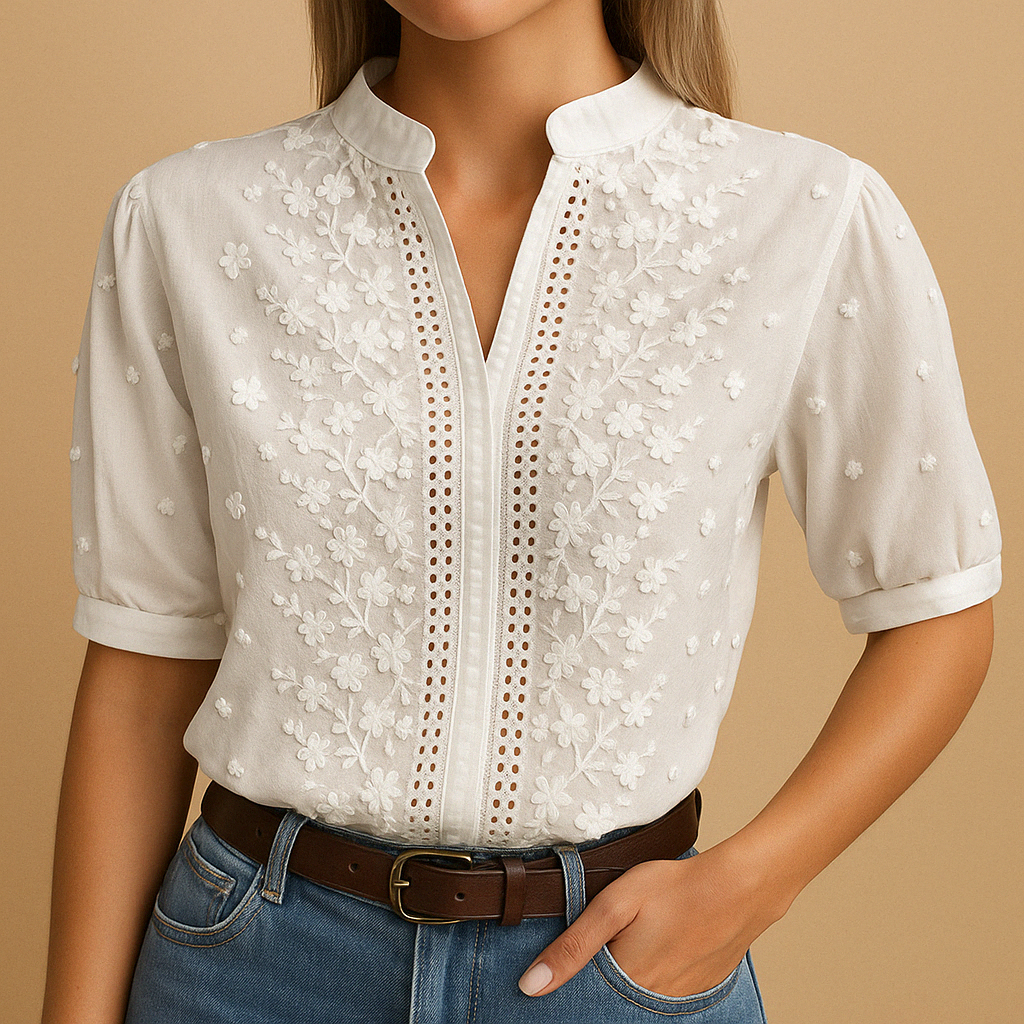 Elise White Elegant Blouse