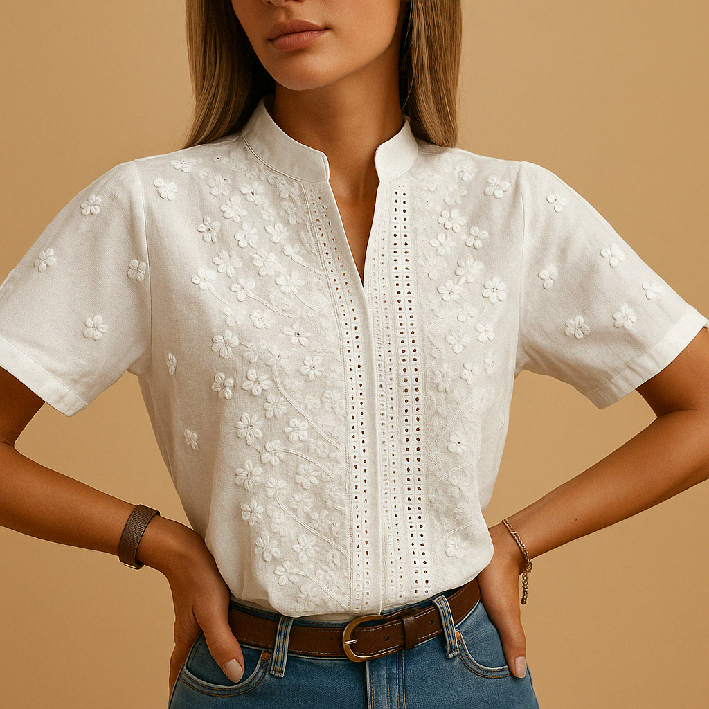 Elise White Elegant Blouse