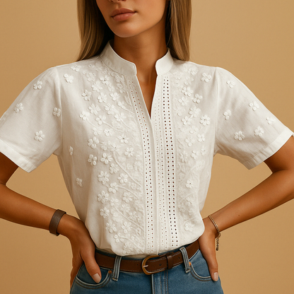 Elise White Elegant Blouse