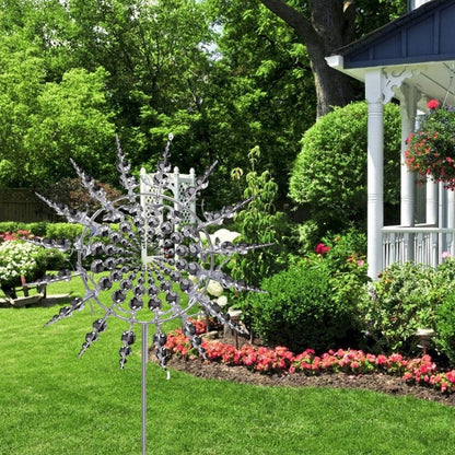 Metal Wind Spinner with 18 Rotating Blades and Reflective Foil Finish, 39in Diameter