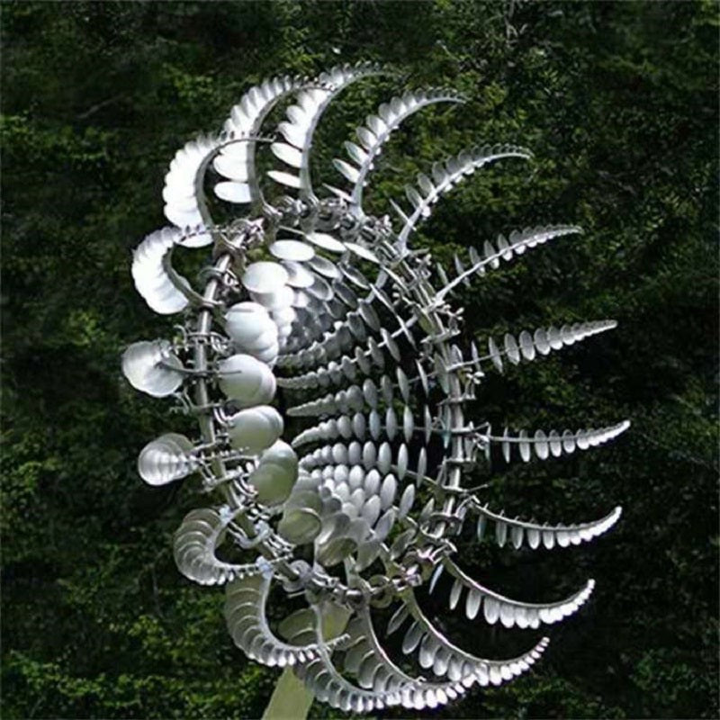 Metal Wind Spinner with 18 Rotating Blades and Reflective Foil Finish, 39in Diameter