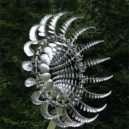 Metal Wind Spinner with 18 Rotating Blades and Reflective Foil Finish, 39in Diameter