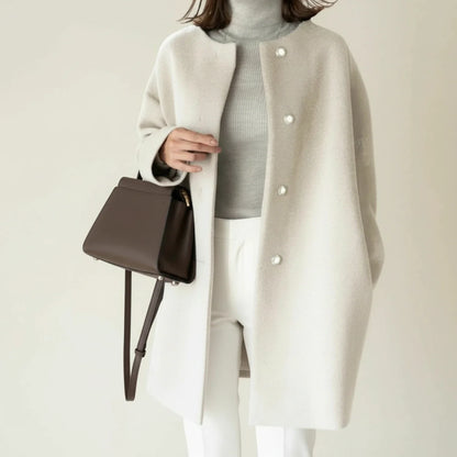 Clara Collarless A-Line Coat