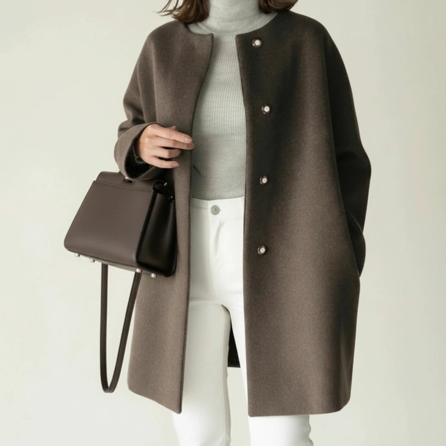 Clara Collarless A-Line Coat