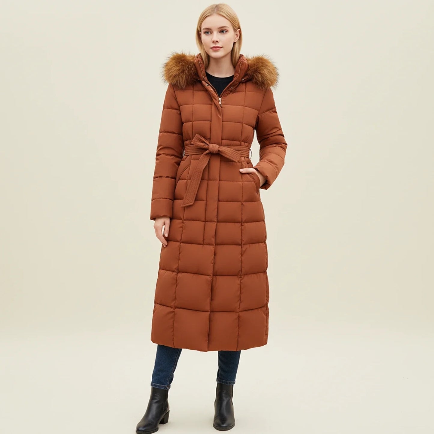 Elara Belted Puffer Coat